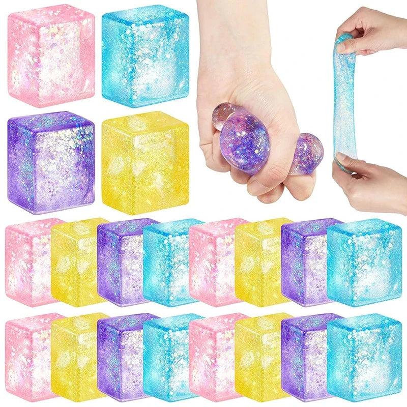 1PC Soft Colored Ice Cube Fidget Toys Funny Stress Reliever Reduce Pressure Prop Slow Rising Squeeze Toy For Kids And Adults