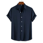 100% Cotton Linen Shirt Men Summer Short Sleeve Male T-shirts Breathable Tops Tee White Clothing Casual Fashion Shirts For Men