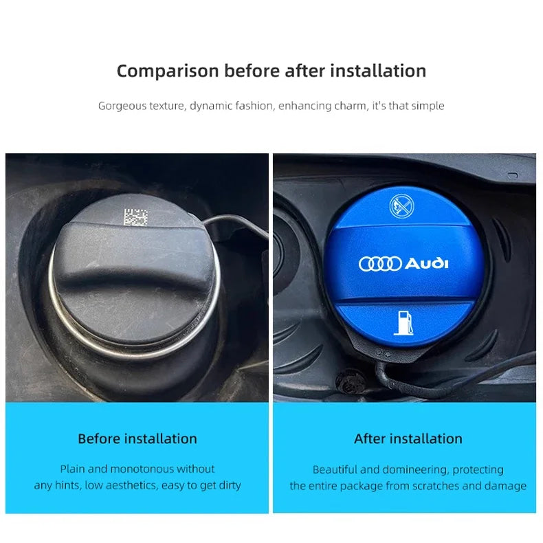 Aluminum Alloy Car Badge Fuel Tank Cap Decoration Cover For Audi A3 A1 A4 B9 A5 B7 Q5 Q3 Q2 8i TT Mk1 Mk2 S3 A7 S3 8V 8Y Q4 B9