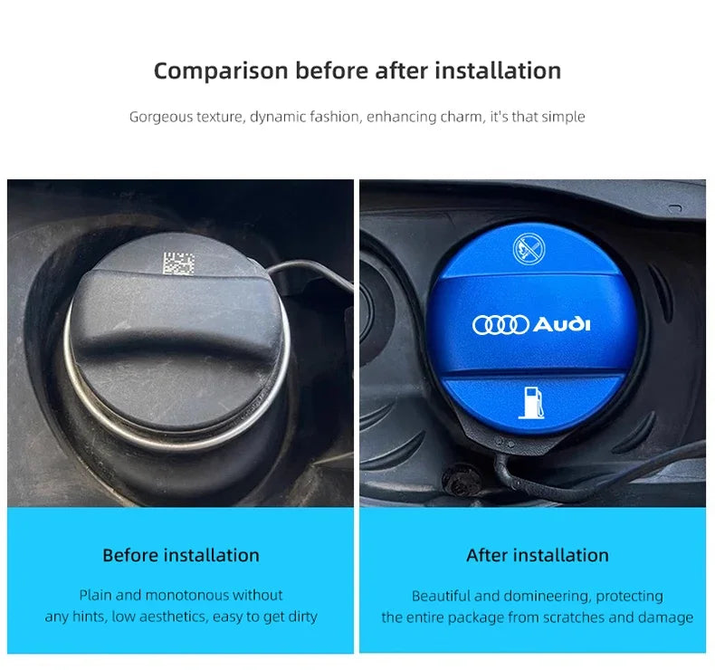 Aluminum Alloy Car Badge Fuel Tank Cap Decoration Cover For Audi A3 A1 A4 B9 A5 B7 Q5 Q3 Q2 8i TT Mk1 Mk2 S3 A7 S3 8V 8Y Q4 B9