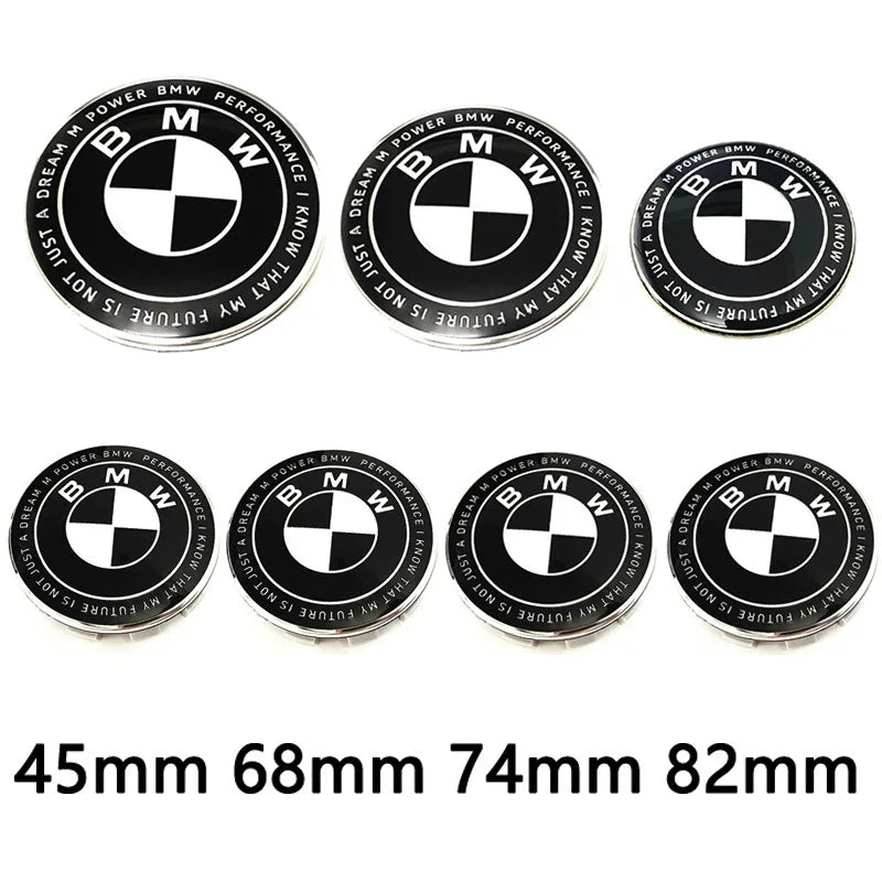 7Pcs 82mm 74mm 68mm 45mm Used For The 50th Anniversary Of BMW/new Black And White Badge ABS Badge For Wheel Rim And Hub Cap