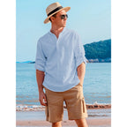 Camisa de lino de manga larga de moda casual para hombres Ropa de hombre transpirable cómoda y elegante