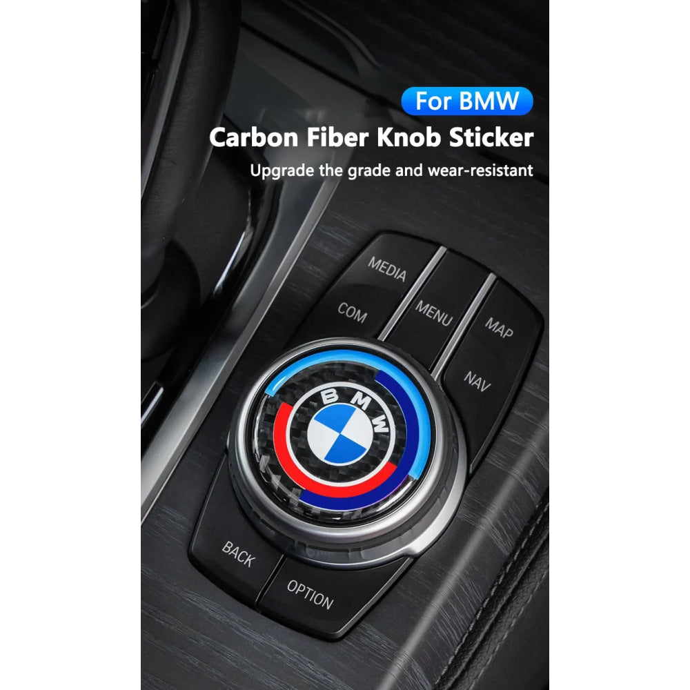 4.5CM 4.8CM Carbon Fibre Car Center Console Knob Stickers Decoration Accessories For BMW 1 2 3 4 5 6 Series GT Z4 X3 X4 X5 X6 X7