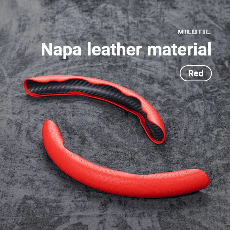 Universal Suede / Nappa Leather Car Steering Wheel Cover 38CM Breathable O/D Shape Protector Non-Slip Auto Interior Accessories