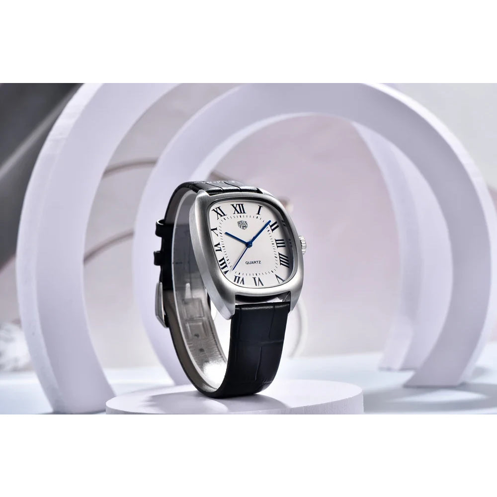 RollsTimi 2026 New Men's Watches Top Brand Luxury Oval Quartz Watch For Men Fashion Watch Man Waterproof VH31 Clock Gift Leathe