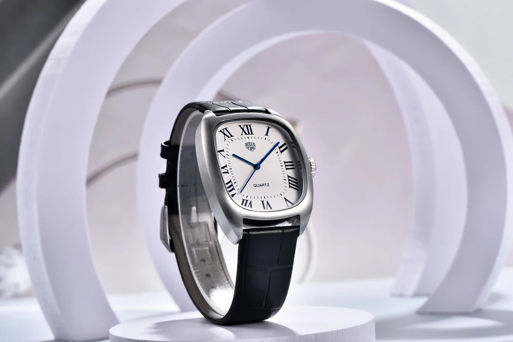 RollsTimi 2026 New Men's Watches Top Brand Luxury Oval Quartz Watch For Men Fashion Watch Man Waterproof VH31 Clock Gift Leathe