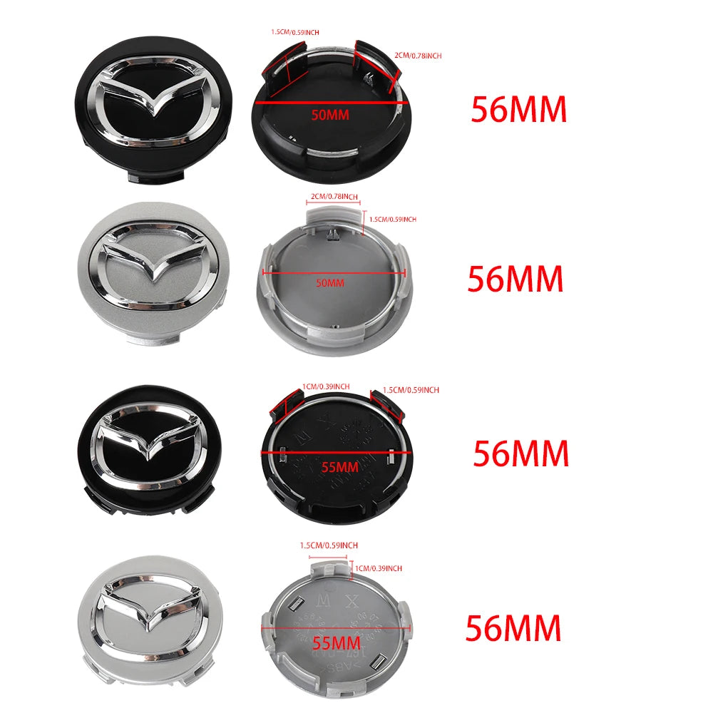 4PCS 56mm Wheel Center Cap Logo Hubcap Emblem Badge Accessories For Mazda skyactiv Axela Atenza M6 M3 Speed Ms CX-3 CX-5 CX7 CX9