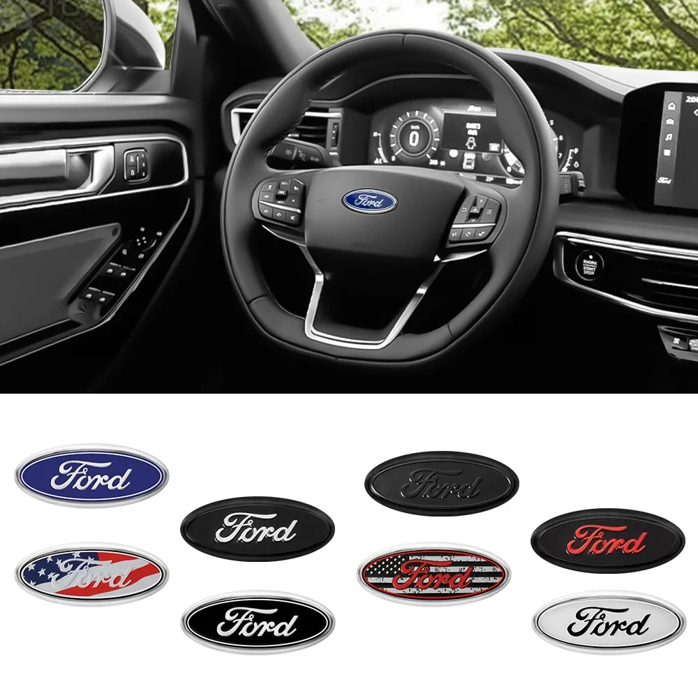 Car Styling Steering Wheel Center Cover Sticker Badge Decor Auto Accessories For Ford Focus Mk4 Kuga Fiesta Mk7 Explorer Mustang