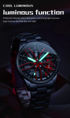 OLEVS Mens Watch Quartz Watch Original Rotatable Wheel Hub Dial Fashion Trend Waterproof Luminous Stainless Steel Reloj 9937