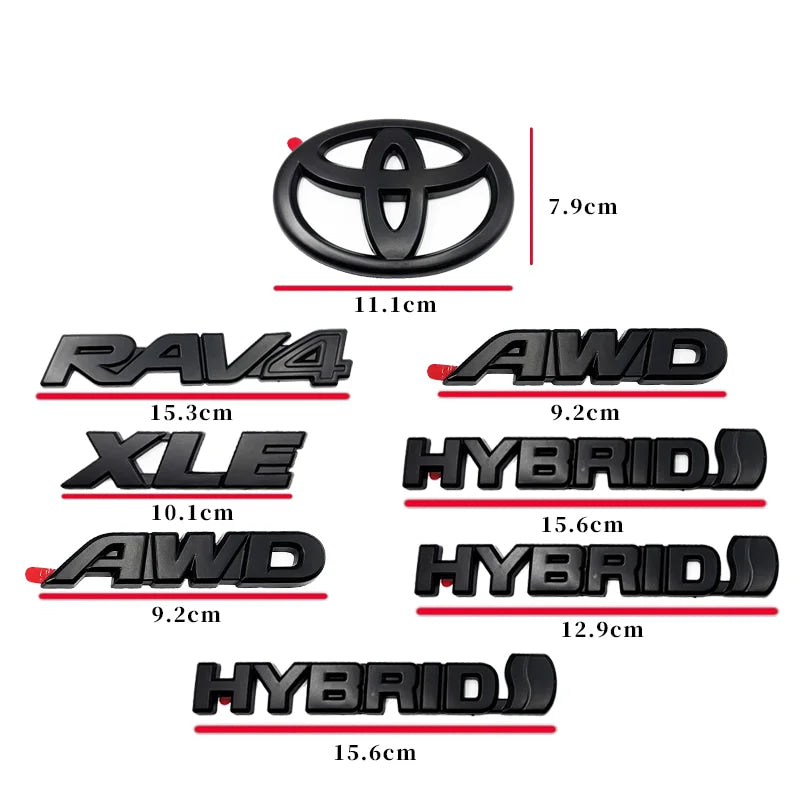 8 piezas de cubiertas ABS para RAV4, compatibles con Toyota RAV4 XLE AWD 2019-2023, en negro mate mixto, con emblema superpuesto