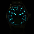 HRUODLAND Pilot Watch for Men BGW-9 Luminous Mechanical Wristwatch 316L Stainless Steel Sapphire Glass 10ATM Waterproof F016