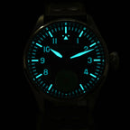 HRUODLAND Pilot Watch for Men BGW-9 Luminous Mechanical Wristwatch 316L Stainless Steel Sapphire Glass 10ATM Waterproof F016