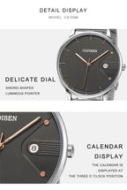 CADISEN Swiss Ronda 715 Quartz Watch Mans 7MM Ultra-thin Dial Sapphire Luminous Stainless Steel Milano Mesh Strap Watches Men