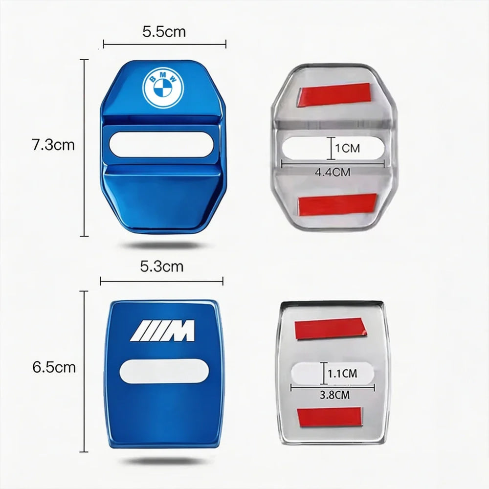 4Pcs Zinc Alloy  Car Door Lock Buckle Protection Cover Anti-Collision Shock Absorbing Cushion Stickers For BMW G80 G06 G07 G42 G