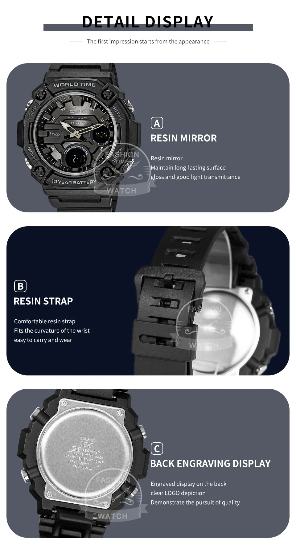 Casio Men's Dual display Multi-function electronic watch AEQ-120W series
