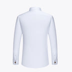Embroidered French Cufflinks Men's Long-Sleeve Shirt with Collar Pins, Big Collar Dress Shirt for Business Formal Wear, Gentlema
