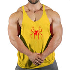 Mens Bodybuilding Faux Cotton Tank Top Gym Fitness Sports Sleeveless Top Skull Print Breathable Tank Top Mens Summer Tank Top