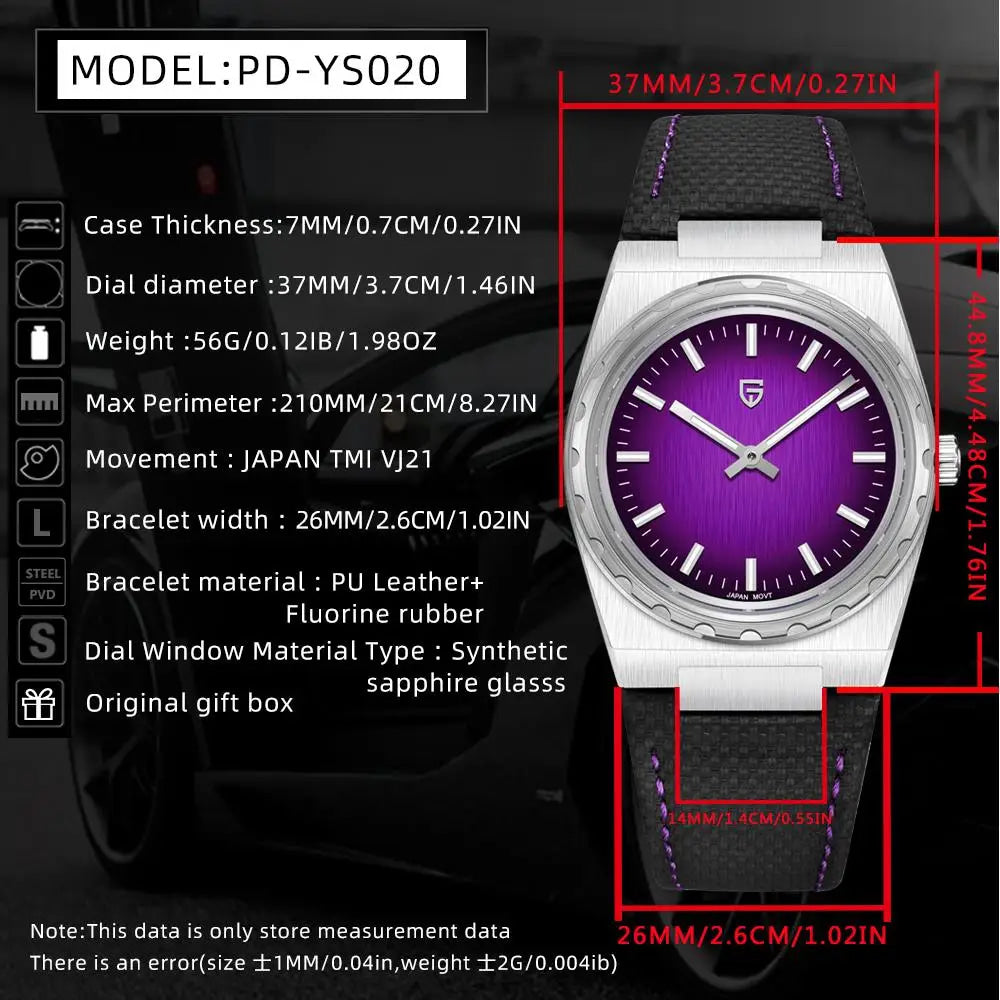 PAGANI DESIGN Men's Sport Quartz Watches Ultra-Thin 7mm Series 222 Sapphire Stainless Steel Waterproof Watches for Man