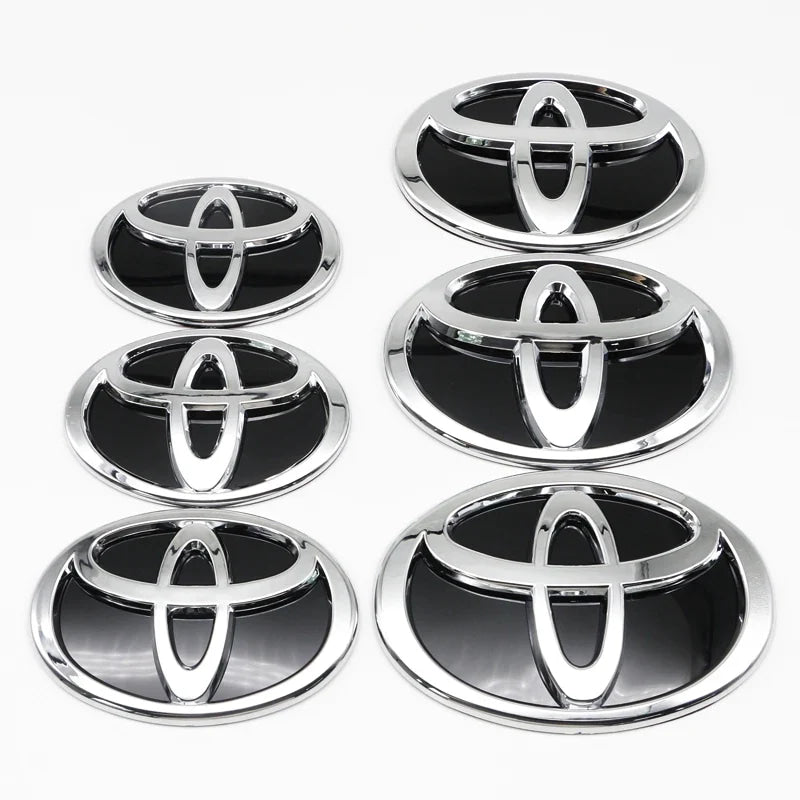 3D Car Logo Modified Car Logo Badges Front And Rear Logo Silver For Toyota Hybrid Series Prado Highlander Camry Corolla Styling