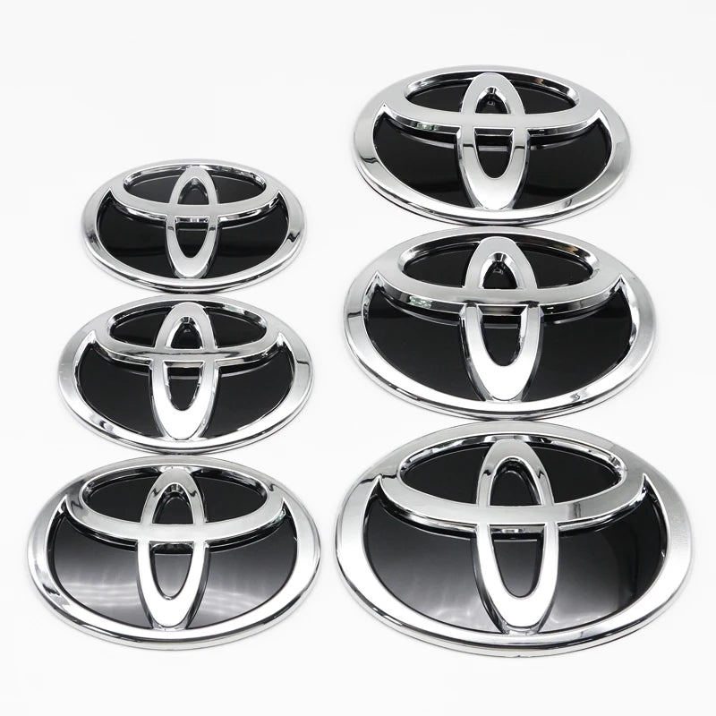 3D Car Logo Modified Car Logo Badges Front And Rear Logo Silver For Toyota Hybrid Series Prado Highlander Camry Corolla Styling