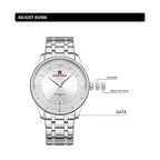 NAVIFORCE Men's Watch Classic Stainless Steel Strap 3ATM Waterproof Calendar Minimalist Dial Men's Chronograph Watch NF9272S