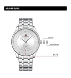 NAVIFORCE Men's Watch Classic Stainless Steel Strap 3ATM Waterproof Calendar Minimalist Dial Men's Chronograph Watch NF9272S