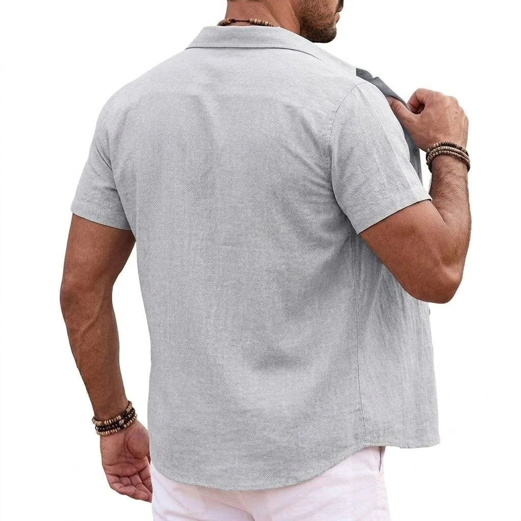 Mens Summer Hawaiian Short Sleeve Shirts Cotton Linen Lapel Tops Casual Breathable Beach and Gym Tees Plus Size for Men Tops