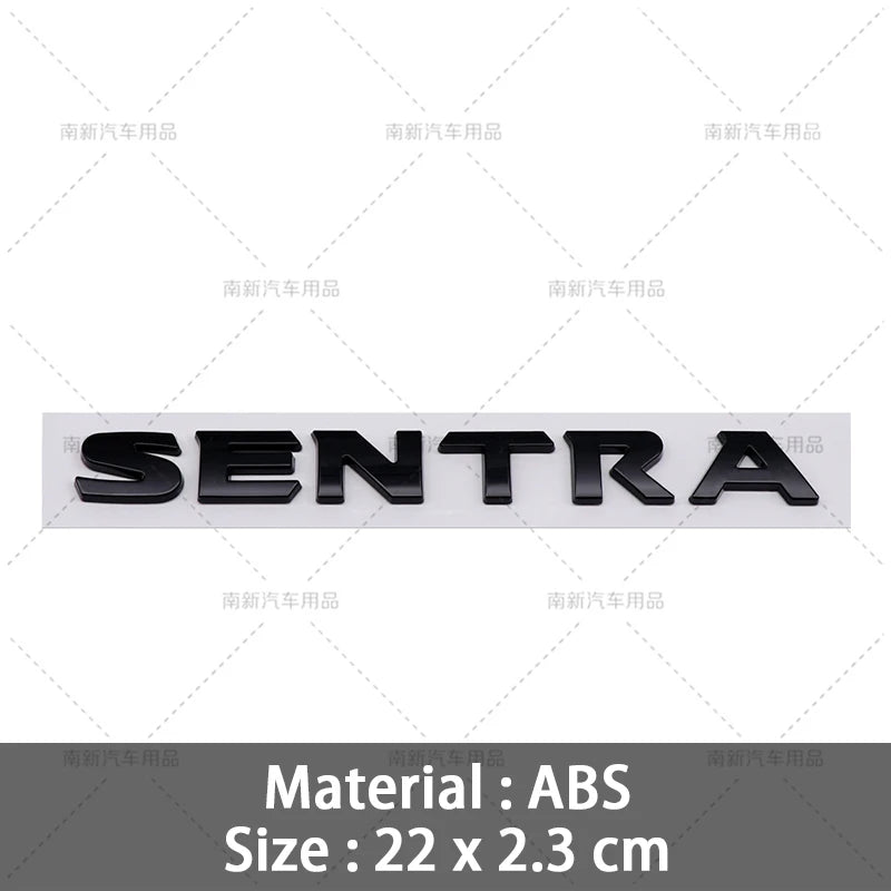 ABS Silver Black SENTRA Logo 3D Car Emblem Tailgate Badge Side Door Decal Body Sticker Accessories