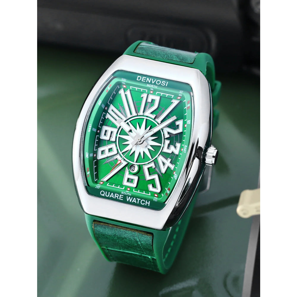 DENVOSI Men's Barrel shaped Watch, Luxury Fluorescent Silicone Strap, Men's Fashion, Leisure, Sports Quartz Watch