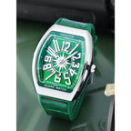 DENVOSI Men's Barrel shaped Watch, Luxury Fluorescent Silicone Strap, Men's Fashion, Leisure, Sports Quartz Watch