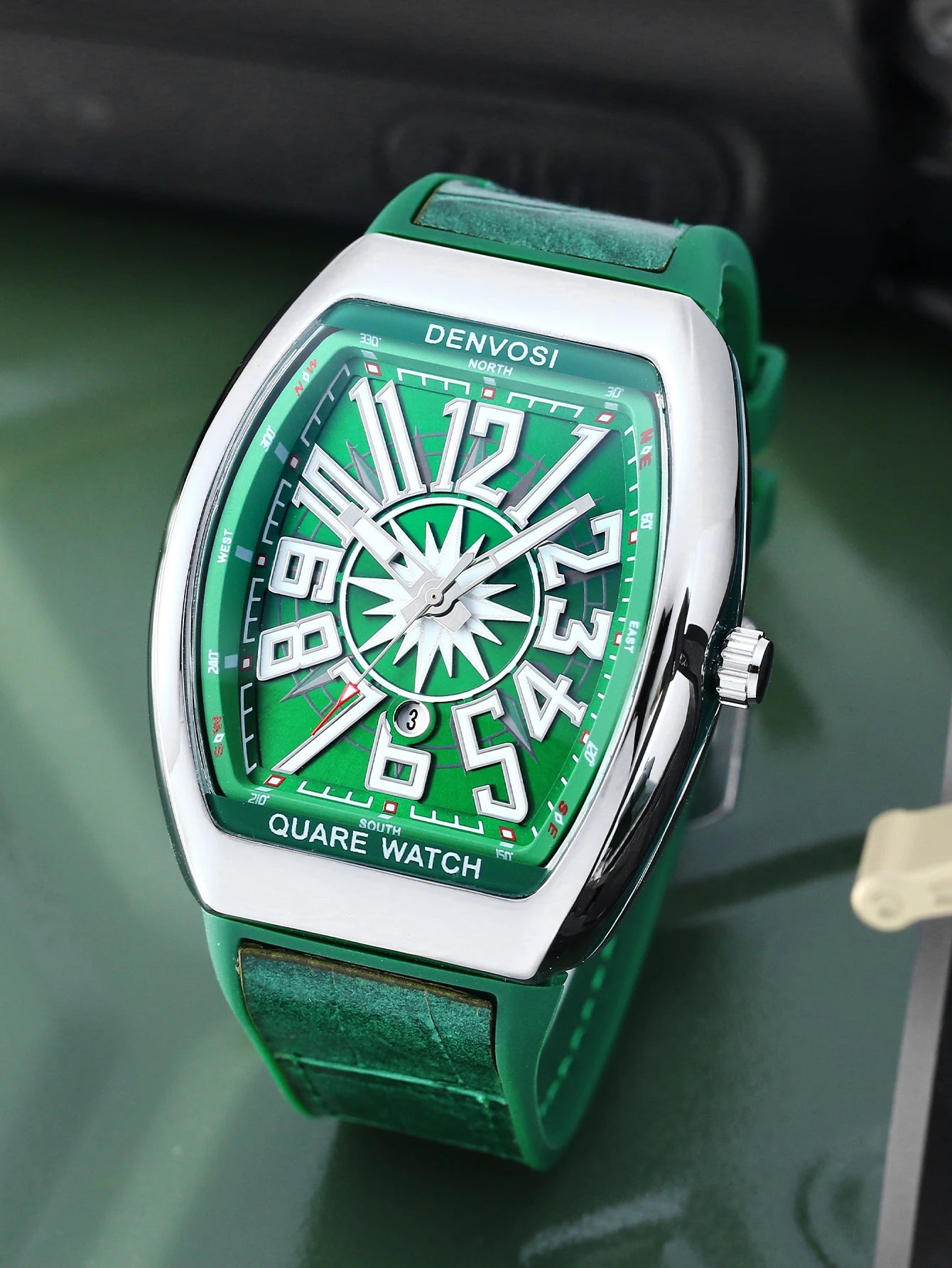 DENVOSI Men's Barrel shaped Watch, Luxury Fluorescent Silicone Strap, Men's Fashion, Leisure, Sports Quartz Watch