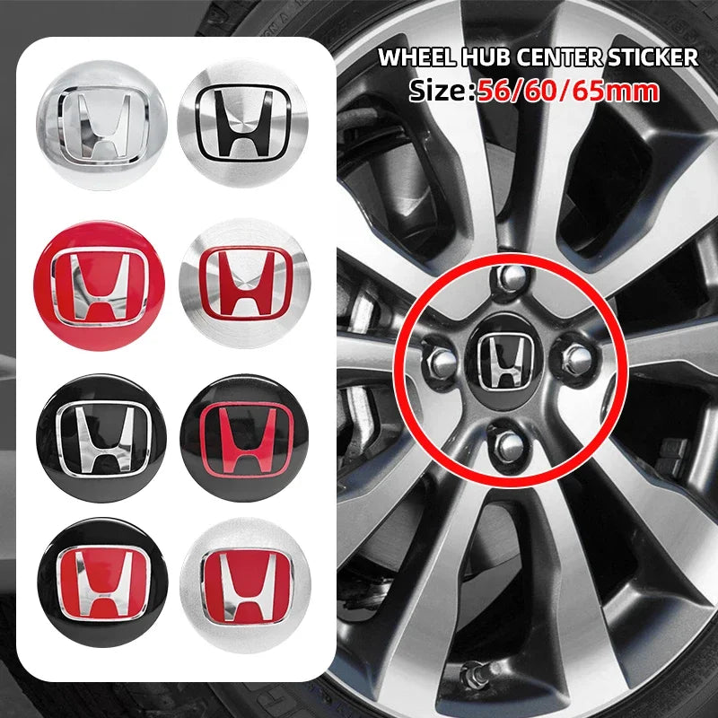 4pcs 56mm 60mm 65mm Car Wheel Hub Centre Cap Badge Emblem Hub Center Cover Car Sticker for Honda Civic Accord Cr-v Fit Crosstour