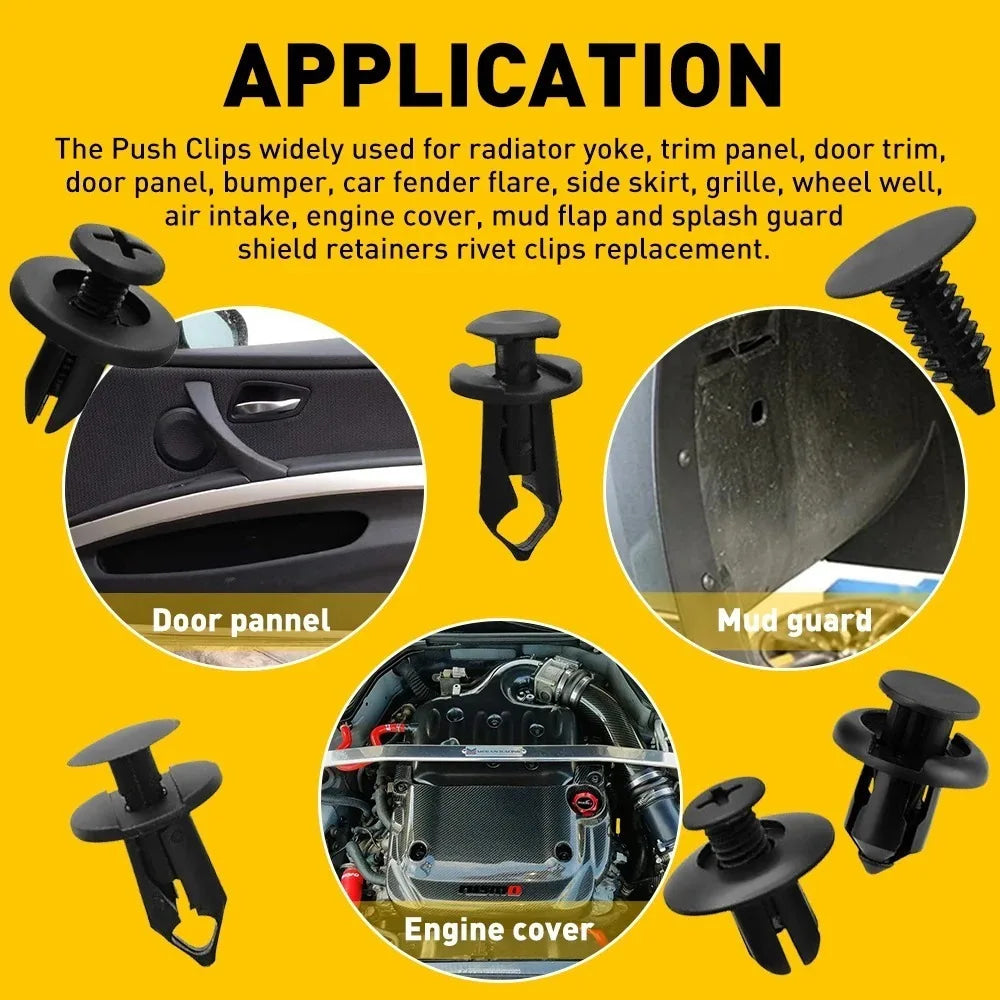 190pcs Car Retainer Clips 6 Size Plastic Fasteners Kit Auto Trim Panel Clip Mixed Car Body Bumper Rivet Set