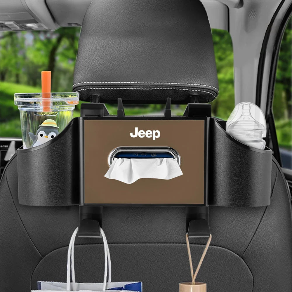 Car Backseat Tissue Organizer Cup Holder Accessories For Jeep Wrangler Renegade Compass Gladiator Cherokee Grand Patriot Libert