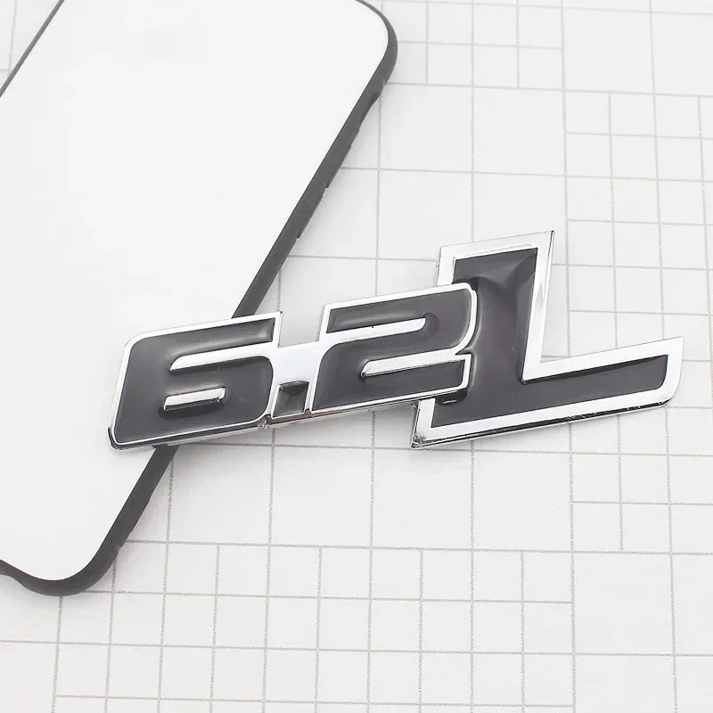 3D Metal 6.2L Logo Car Rear Boot Trunk Emblem Badge Sticker For Ford Raptor F150 Hummer H2 Chevrolet C7 Camaro Dodge Challenger