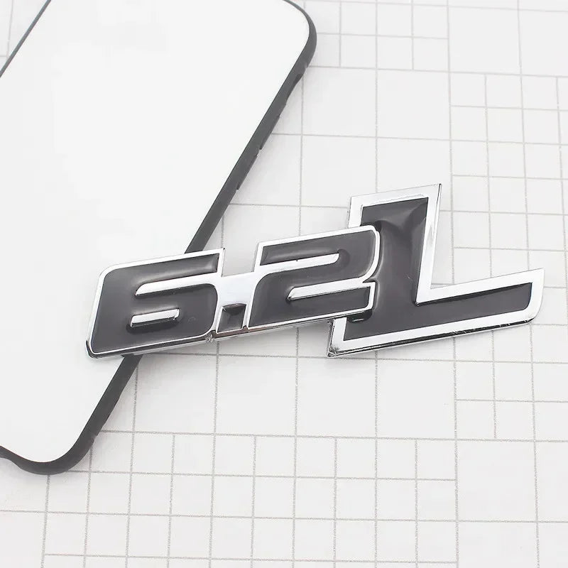 3D Metal 6.2L Logo Car Rear Boot Trunk Emblem Badge Sticker For Ford Raptor F150 Hummer H2 Chevrolet C7 Camaro Dodge Challenger