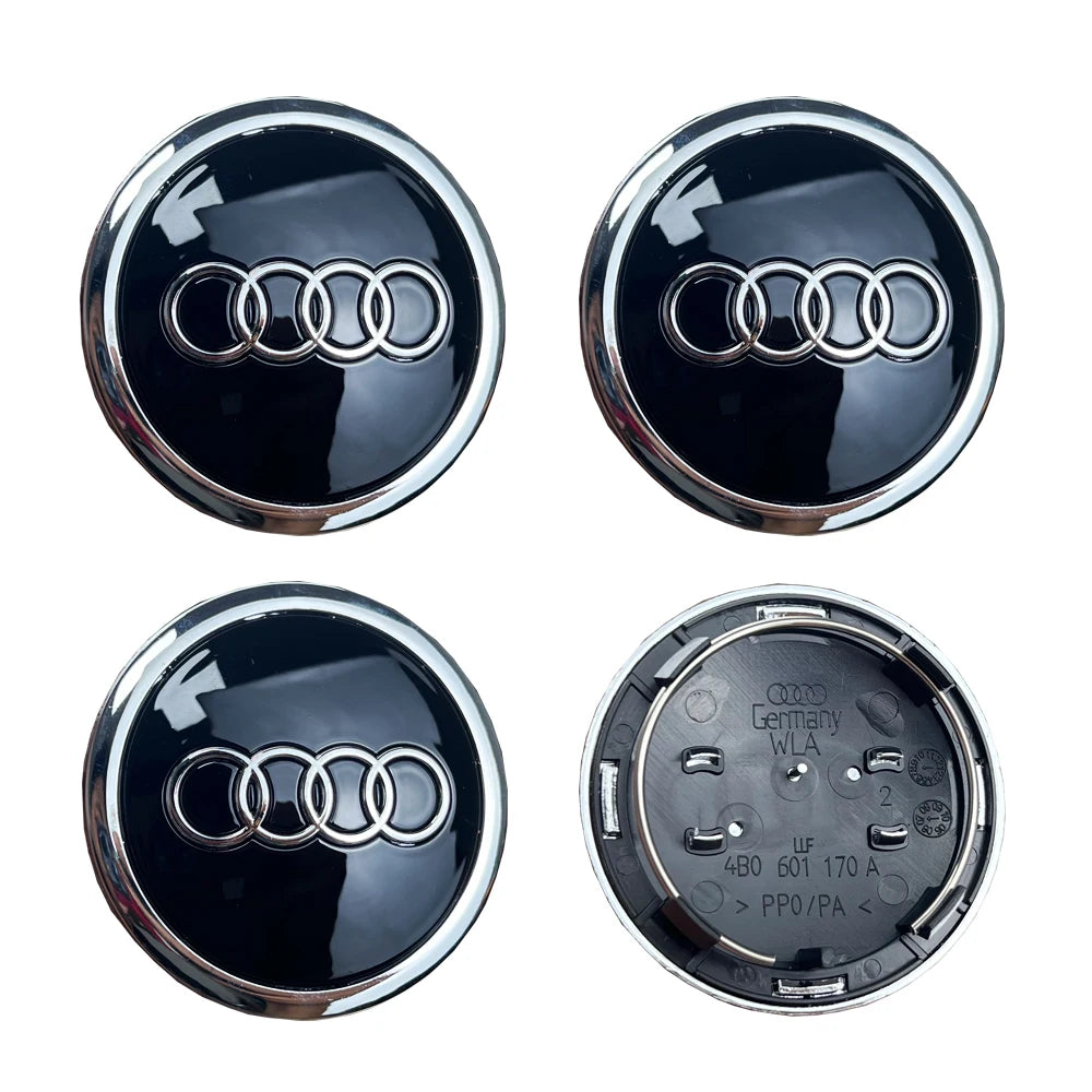 4pcs For Audi Q3 Q4 Q5 Q7 S3 S4 S5 S6 S7 TT A1 A2 A3 A4 A5 A6 A7 Q2 60mm 61mm 68mm 69mm Car Wheel Center Cap Hub Covers Badge