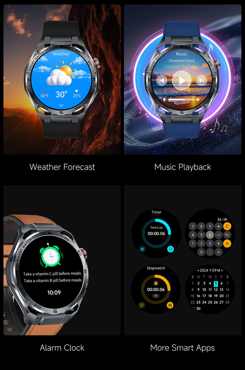 2026 New ECG AI Health Smartwatch for Men 1.53"AMOLED BP/Heart Rate Monitor BT Call IP68 Waterproof Smart Watch for Android IOS