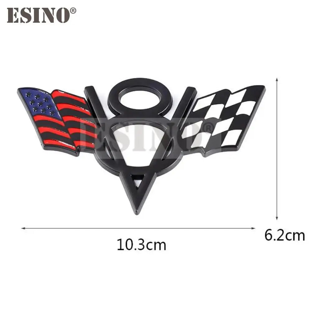 3D V8 Metal Zinc Alloy National Flag Badge Car Adhesive Emblem for Italy France Germany England America US Flag Body Fender
