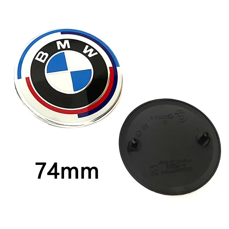 1/4/7Pcs Car Wheel Hub Center Cover Steering Wheel Center Sticker Auto Front Hood Trunk Logo For BMW 50th anniversary E36 E39