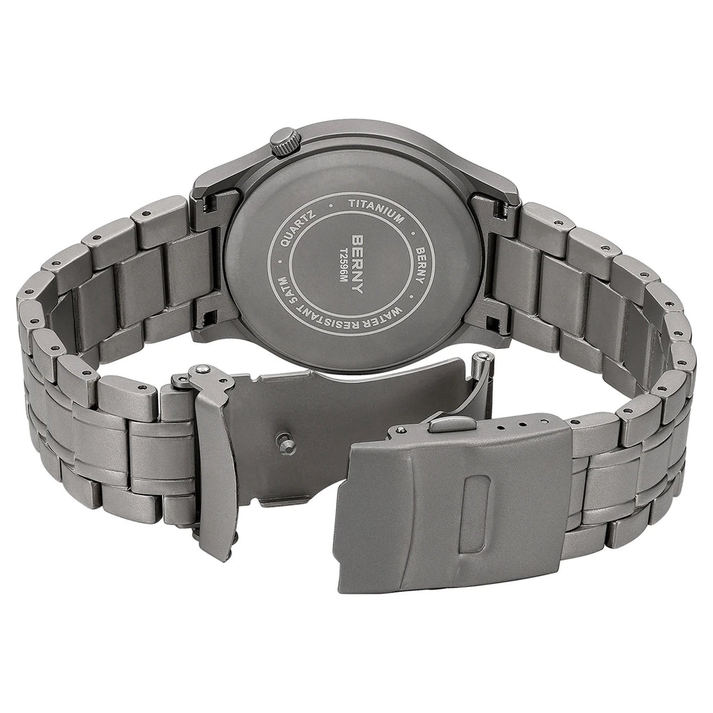 BERNY Titanium Watches for Men Classic Mens Field Watch Easy Read Outdoor Quartz Wristwatch Super Luminous Sapphire 5ATM