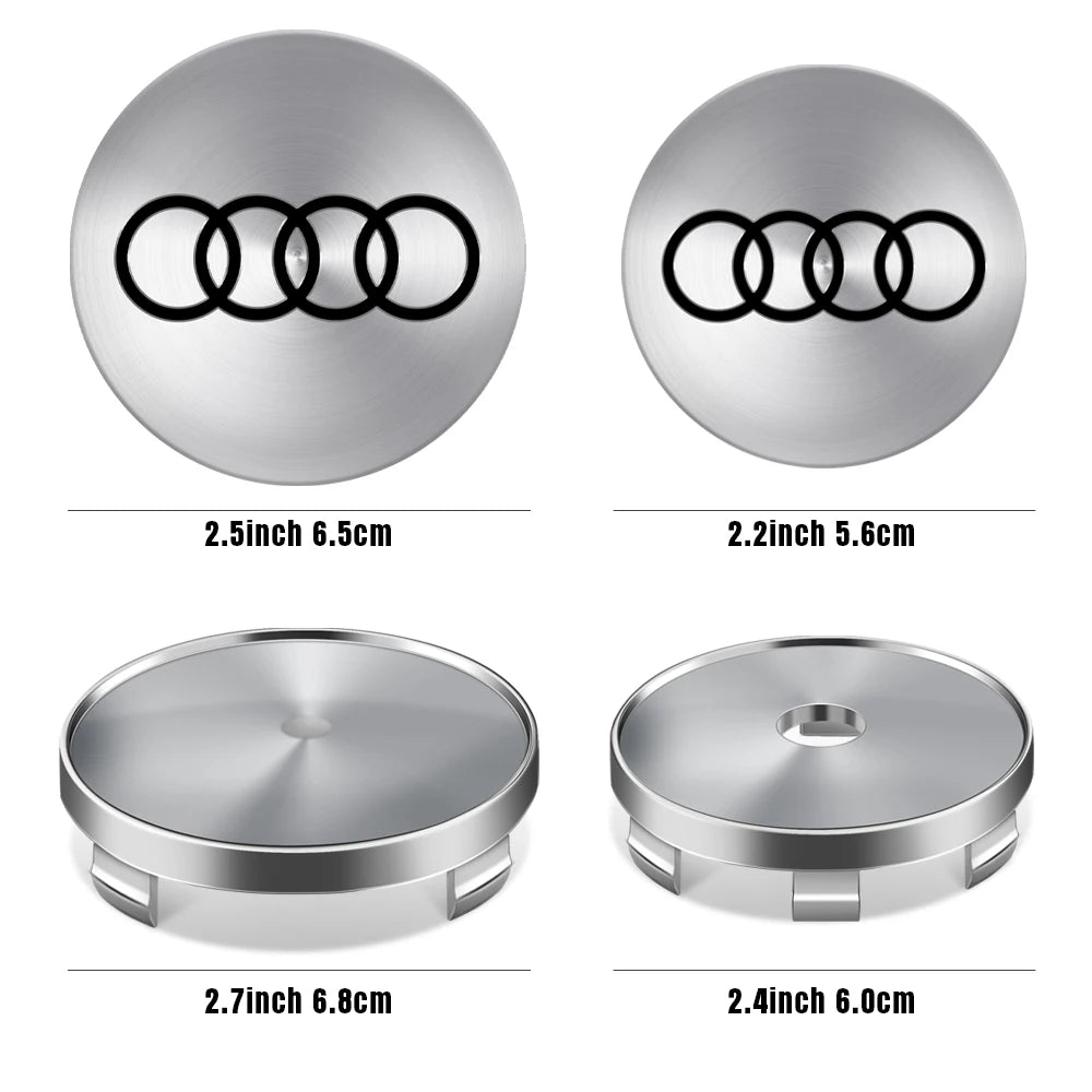 4pcs 56/65mm Car Wheel Center Hub Stickers 60/68mm Wheel Center Hub Caps Cover For AUDI A3 A4 A1 Q3 Q4 Q5 Q6 Q7 Q8 TT RS Sline