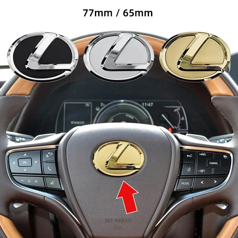 For Lexus ES240 ES250 IS250 LX460 RX270 RX300 RX350 65mm 77mm Metal Steering Wheel Emblem Logo Badge Sticker Decal Accessory