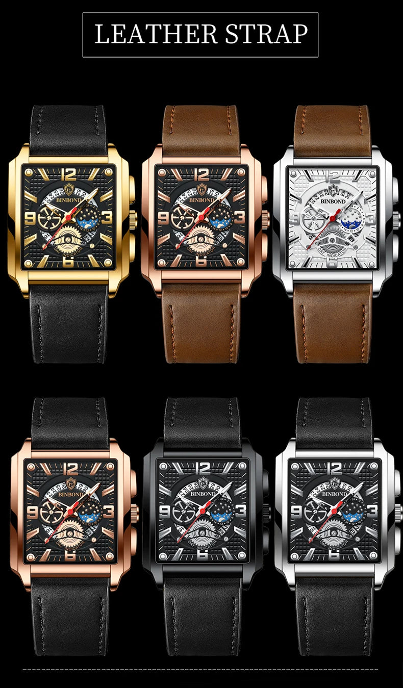 BINBOND Luxury quartz wristwatches luminous waterproof auto date chronograph men's watch business sport fashion casual reloj