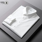 Camisa de color sólido de manga larga informal y de moda para hombre Top de negocios sin planchar y resistente a las arrugas