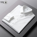 Camisa de color sólido de manga larga informal y de moda para hombre Top de negocios sin planchar y resistente a las arrugas