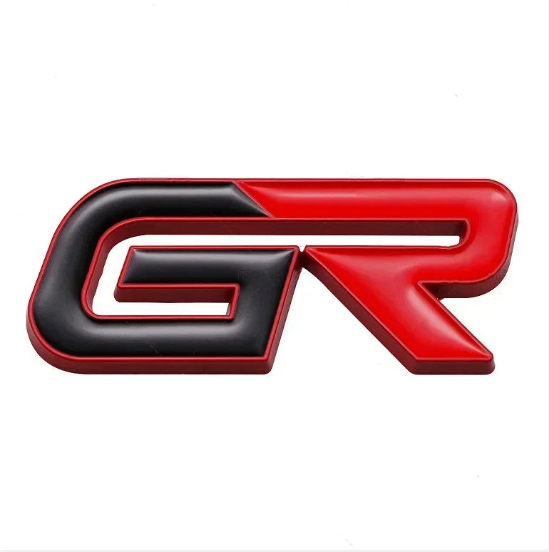 3D Metal GR Letters Front Grill Emblem Badge Rear Trunk Sticker Decals for Toyota Corolla CHR RAV4 Yaris Prado Prius Camry