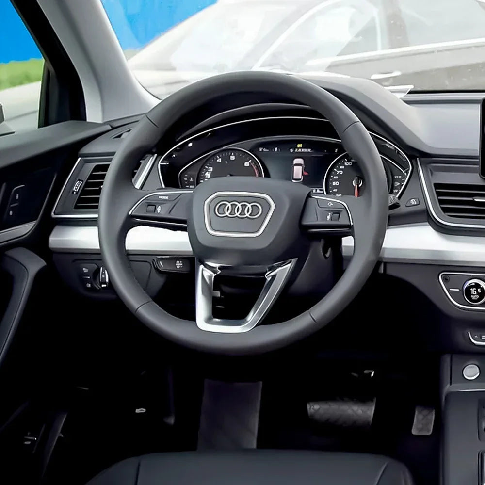 Audi Automobile Steering Wheel Logo Bright Frame Strip Electroplated Sticker Emblem For A3 A4 B8 8P B9 8V A5 A6 C7 A7 Q3 Q5 Q7