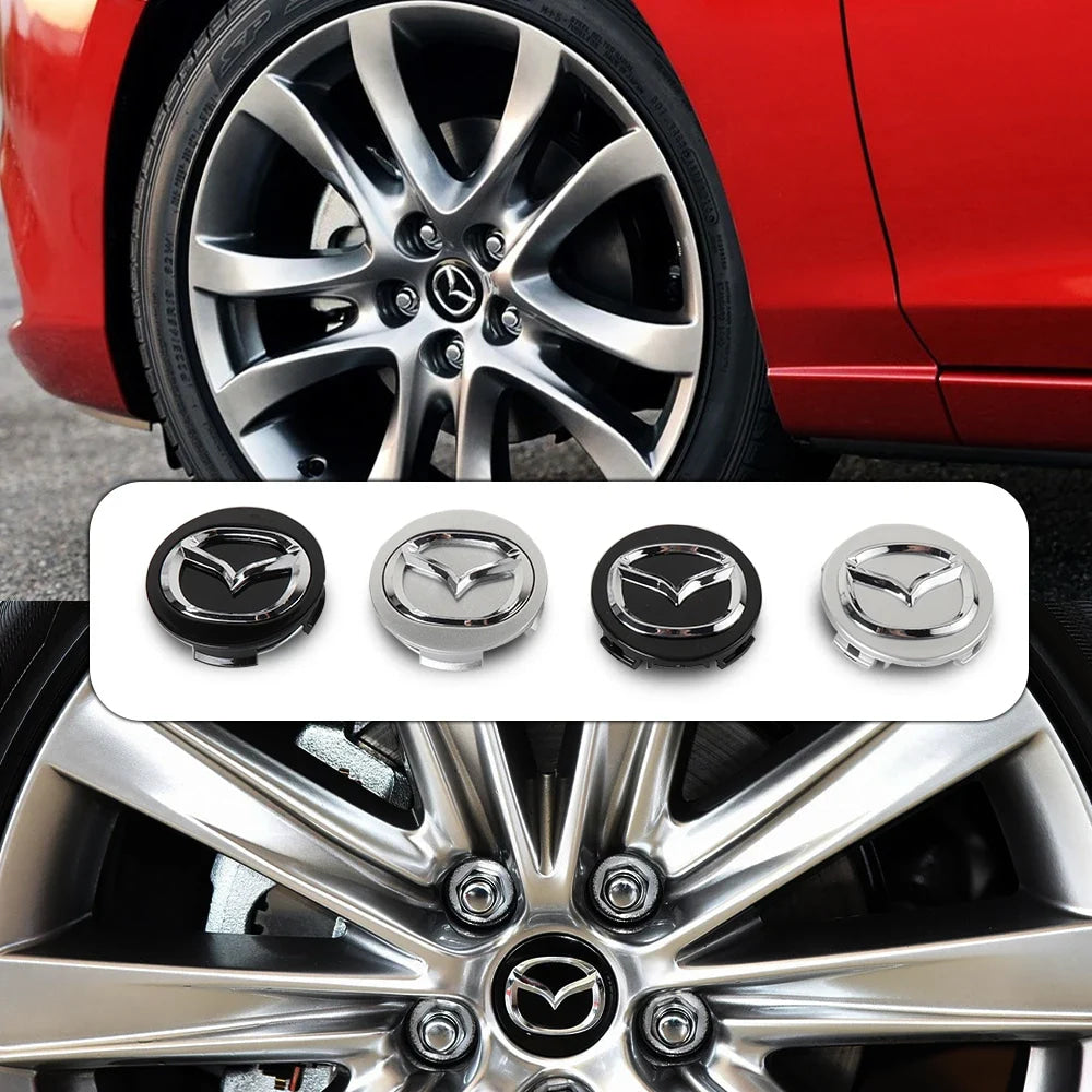 4Pcs 56MM Car Wheel Center Hub Cap Badge Accessor For Mazda Axela Demio Atenza CX CX3 CX7 CX30 CX60 CX9 2 3 4 323 MX3 MX6 RX3 MS