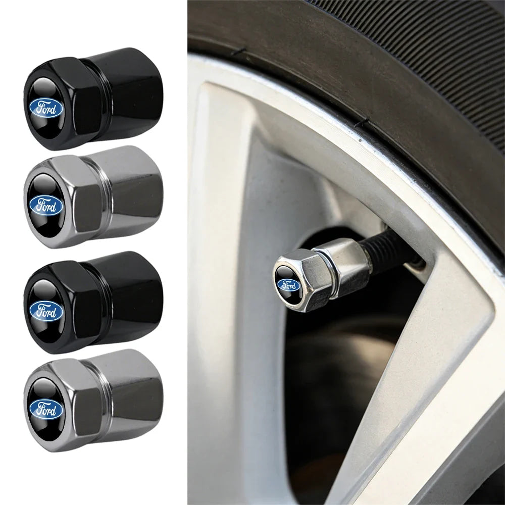 4Pcs 3D Metal Car Tire Wheel Valve Cap Accessories For Ford Focus Mk2 MK3 MK7 MK4 Fiesta Ranger Mustang Kuga Mondeo Explorer GTD